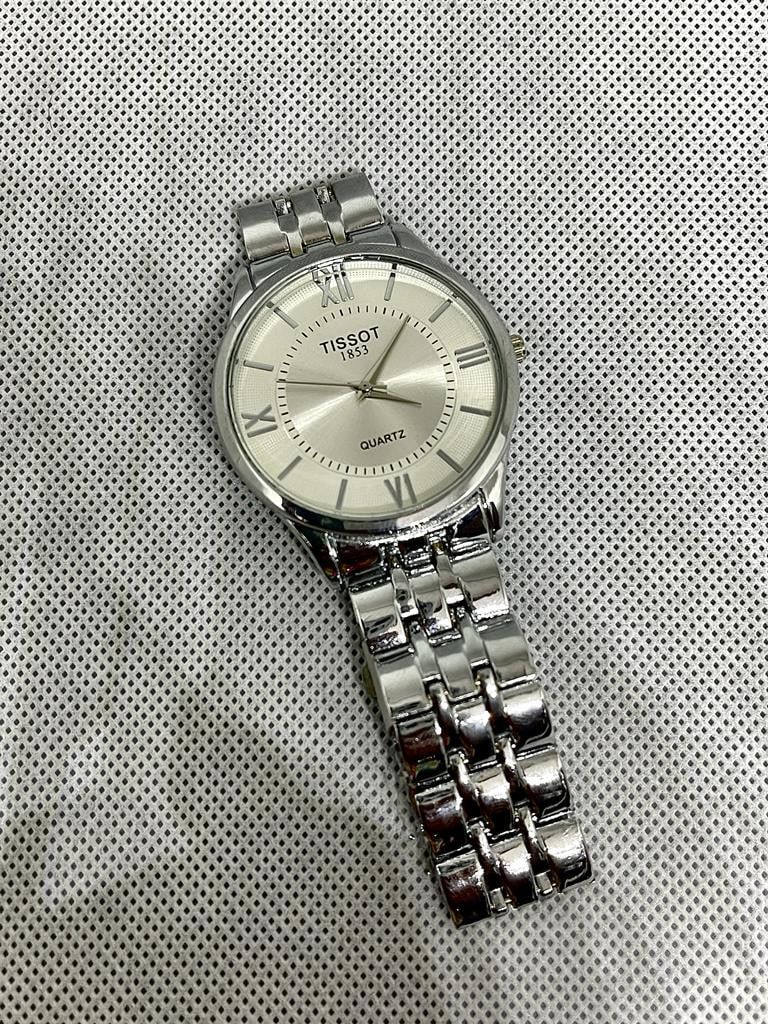 Mens Tissot Silver Watch White Dial 