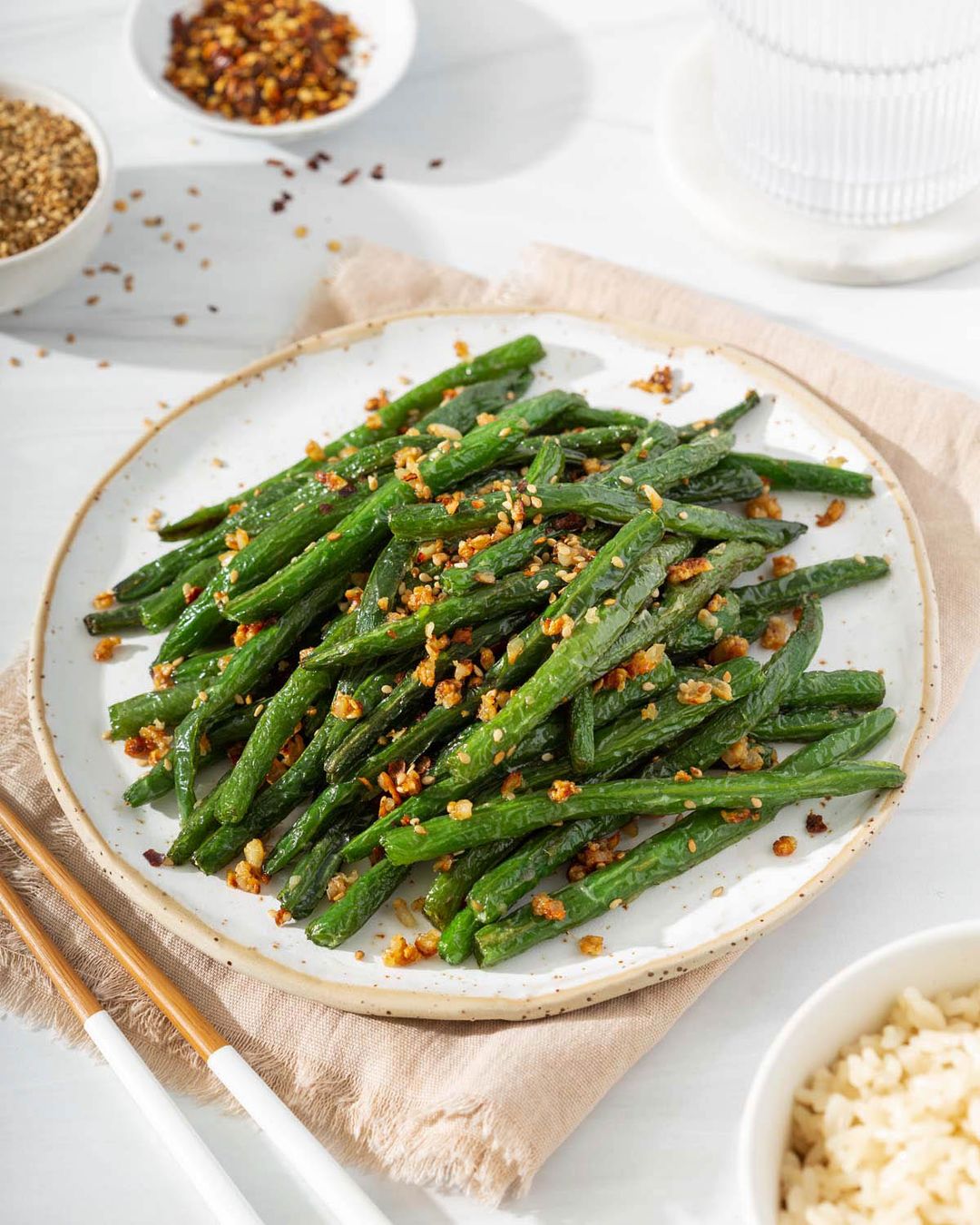 Stir-fried Garlic Green bean ผัดถั่วจีนกระเทียม 