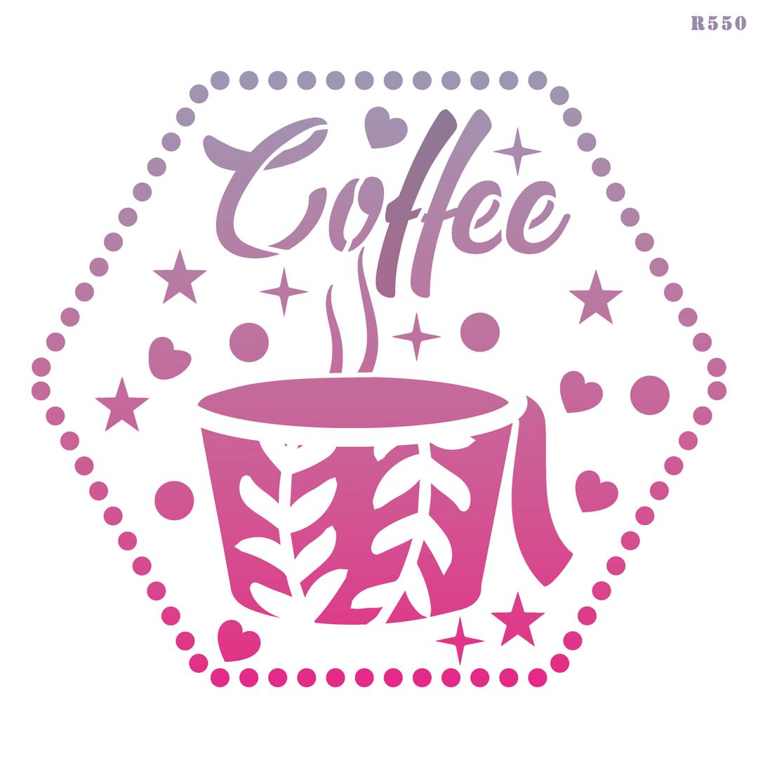 R550_Coffee With Cup Wall Stencil