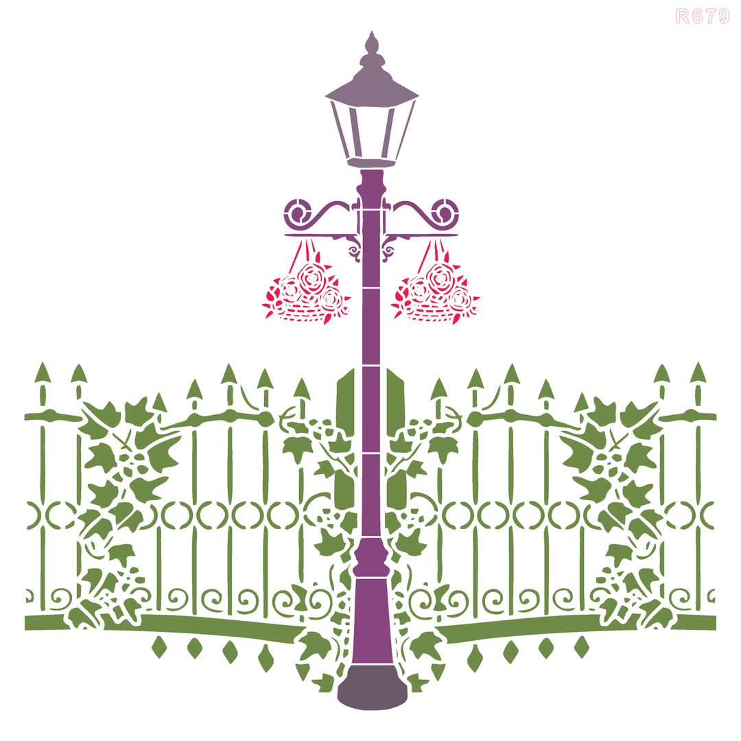 R679_Street Lamp Wall Stencil