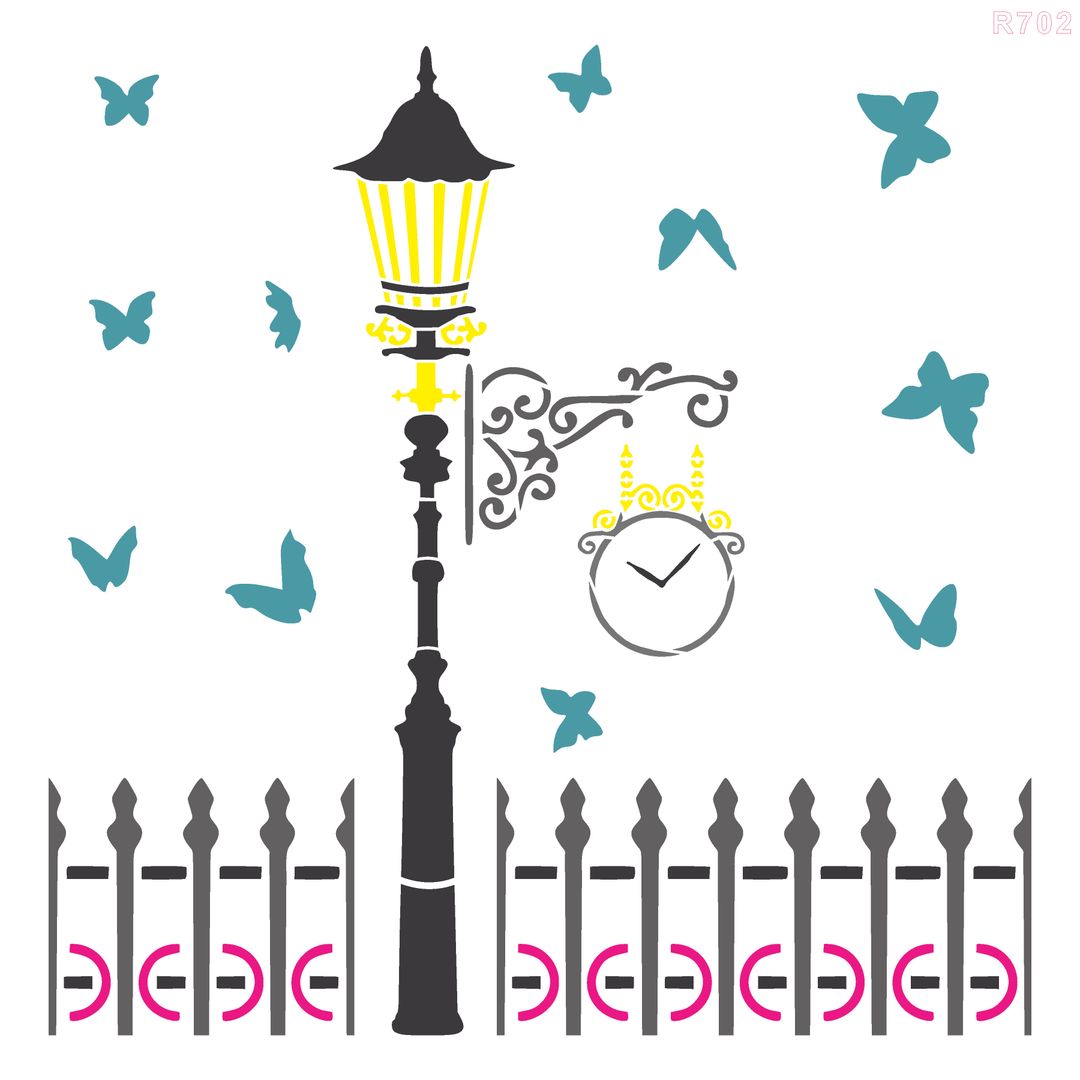 R702_Street Lamp Wall Stencil