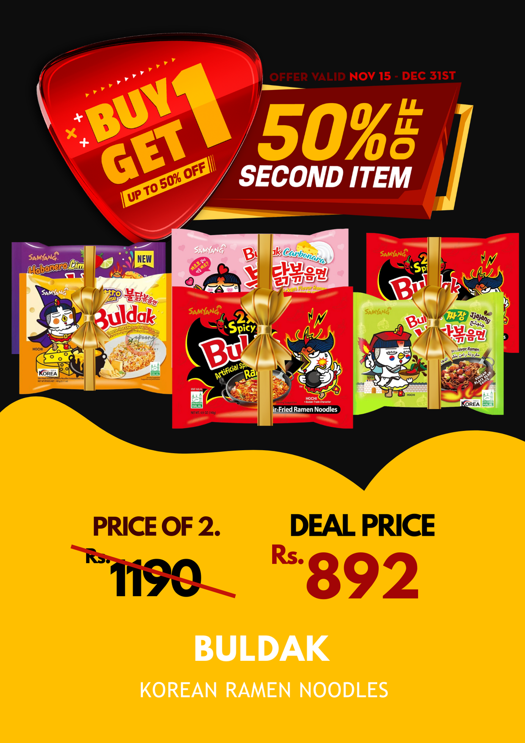 Buldak Korean Ramen Noodles 140G X 2 BOGO 50%