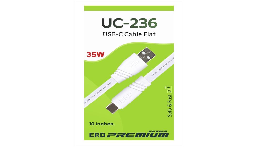 ERD UC-236 Flat Type-C Power bank Cable (10inch) 