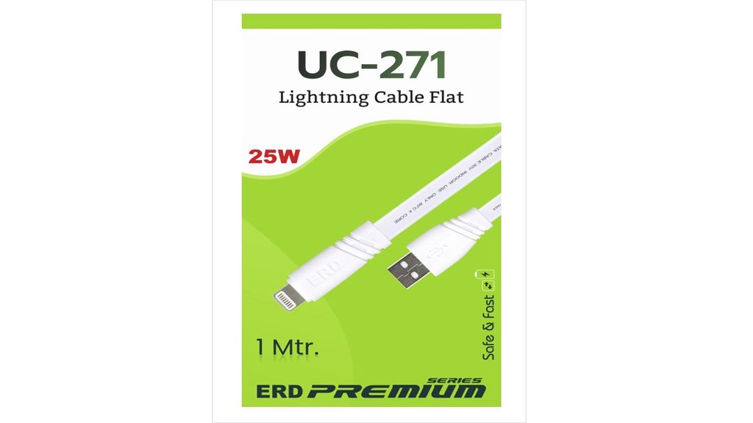 ERD UC-271 Flat Lightning data cable 25W - White