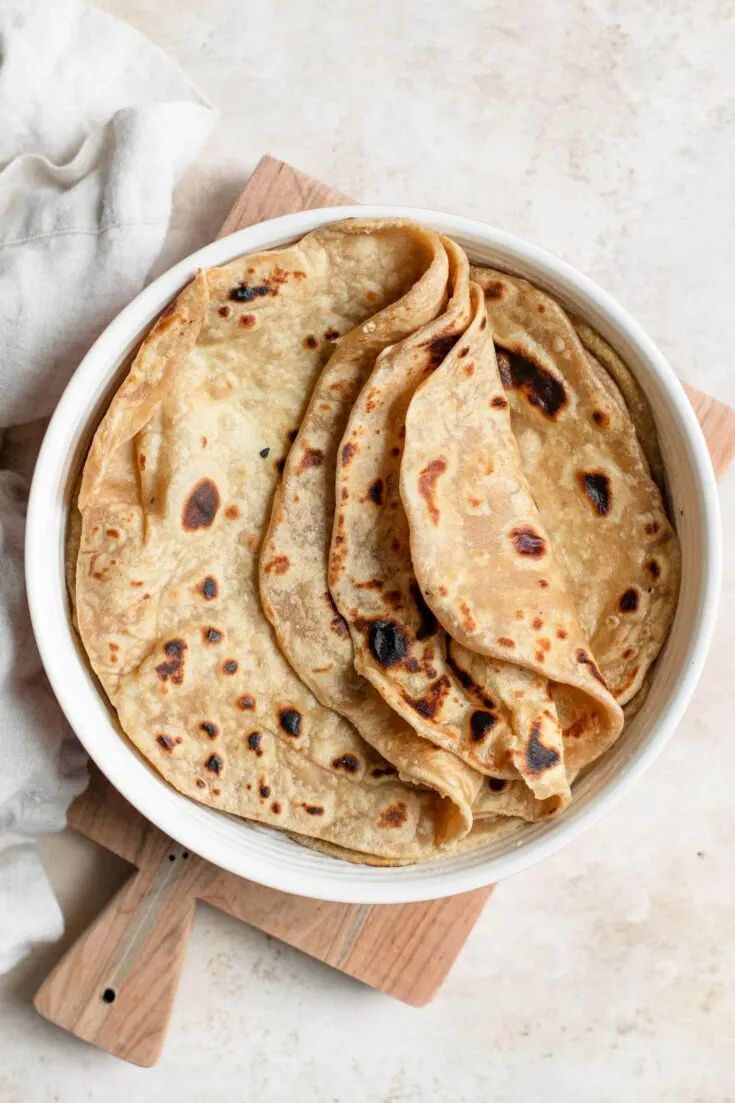 Organic Roti / Tortillas / Flatbreads - using Whole Wheat & Rye Flour (optional)