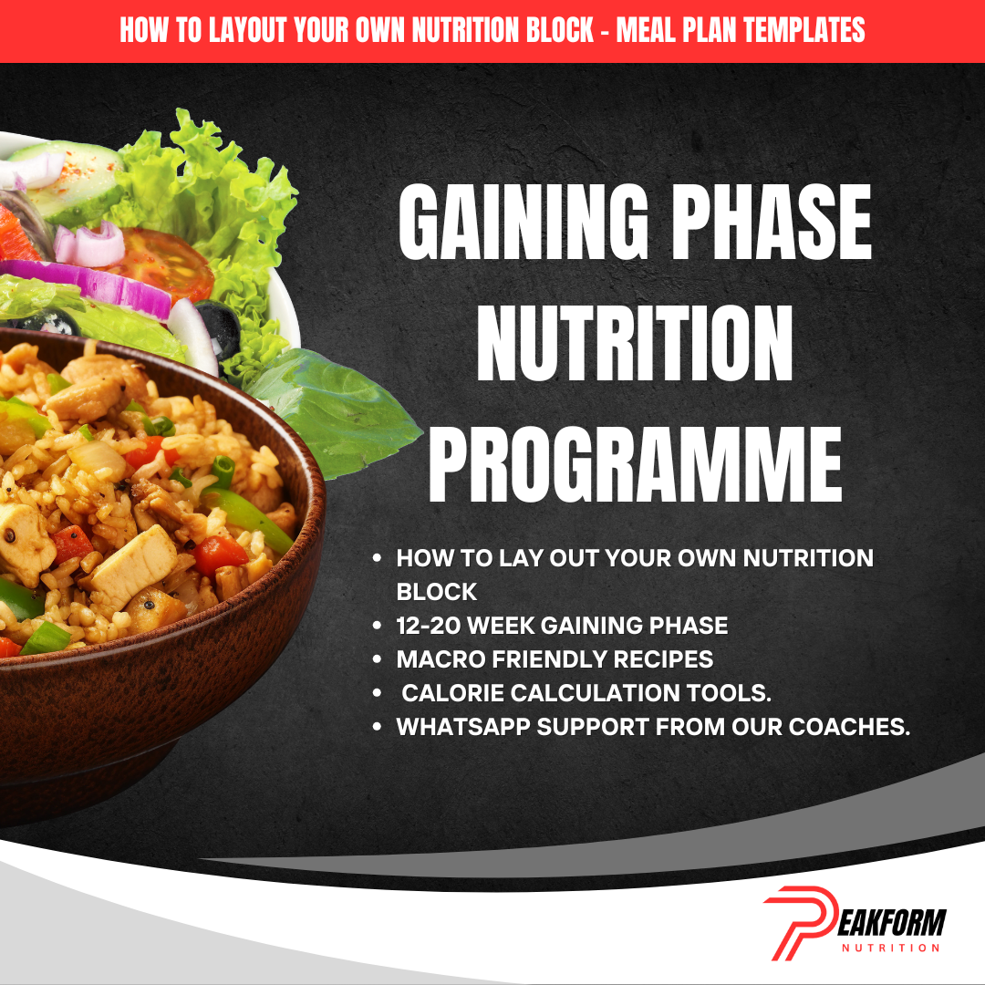 Gaining Phase Nutrition Programme