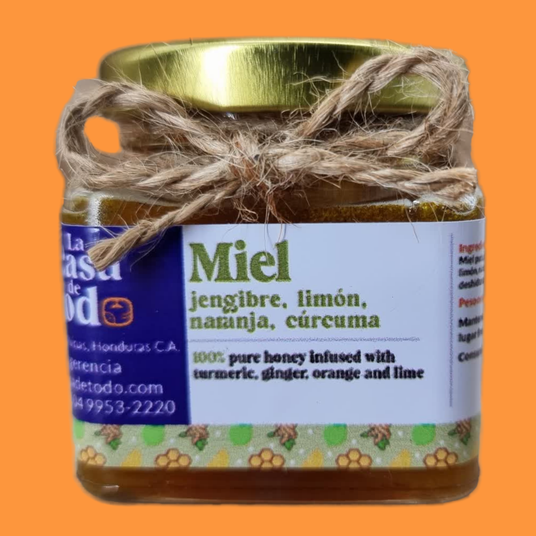 Miel con Jengibre, Limón, Naranja y Cúrcuma 3 oz