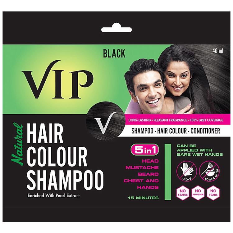 VIP 5 IN 1 BLACK 40ML (HAIR COLOUR CONDITIONING SHAMPOO SACHET)