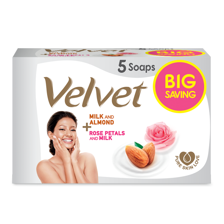 VELVET MILK EXTRACT & ALMOND 95G*4 (ECO PACK SOAP)