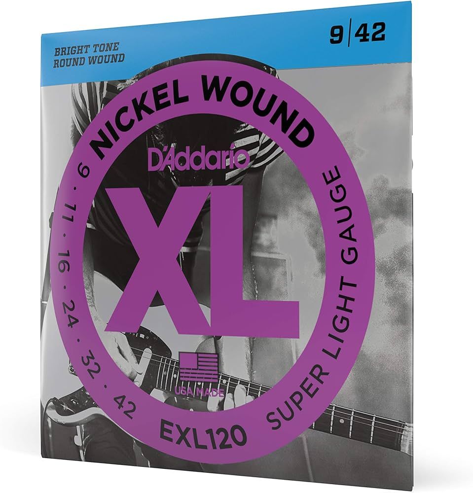 D'Addario Guitar Strings - XL Nickel Electric Guitar Strings - EXL120 For 6 String Guitars - 09-42 Super Light