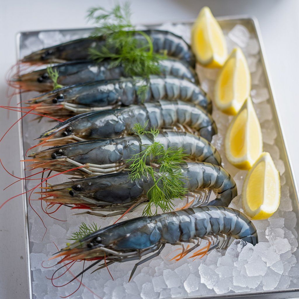 Fresh Black Tiger Prawns (8/10), 1kg (S$3.70 per 100g)