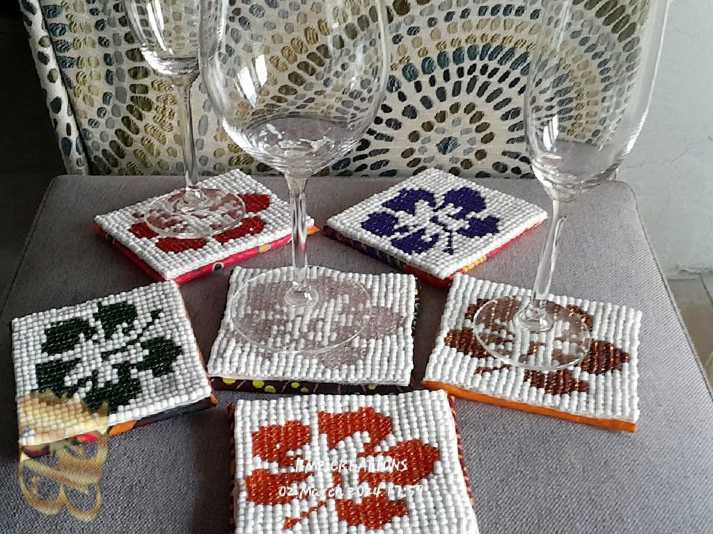 Beaded Coasters x8 set