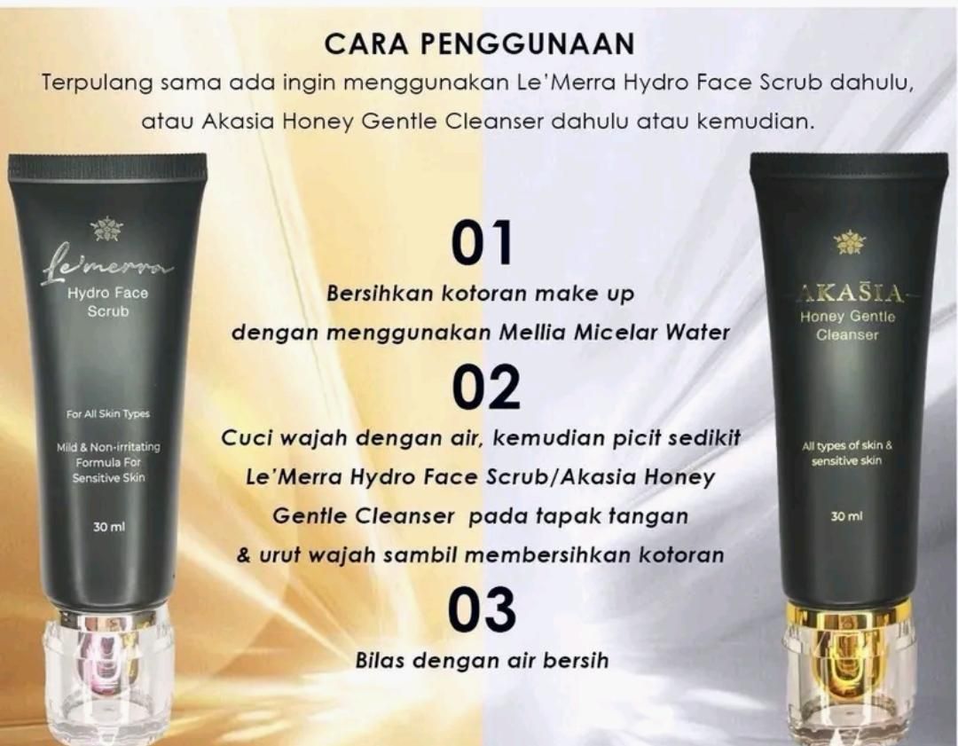 Akasia Honey Cleanser and Le'Merra Hydro Face Scrub Set by JRM Bonda Rozita