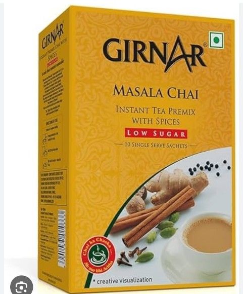 Girnar Instant Tea Premix Masala Chai Low Sugar 10 Sachets Box