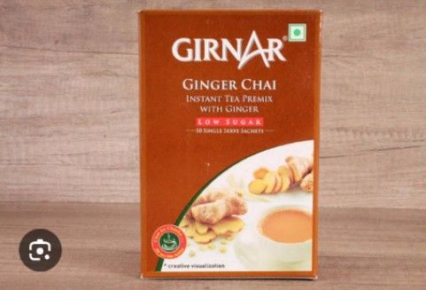 Girnar Instant Tea Premix Ginger Chai Low Sugar 10 Sachets Box