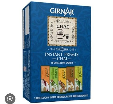 Girnar Instant Tea Premix Variety Pack 15 Sachets Box