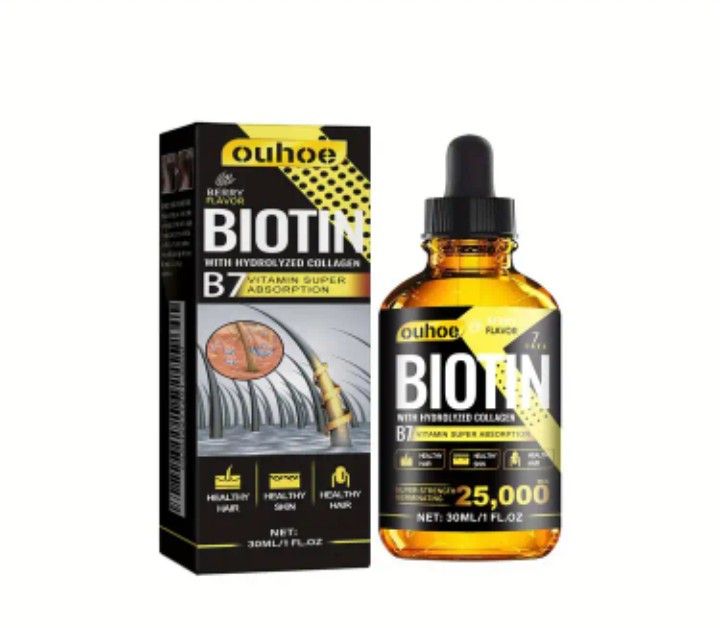 Liquid hair supplement with biotin and vitamin B. External use only 