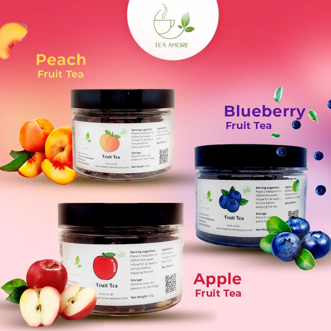 Fruits Tea Set - Peach, Blueberry & Apple Combo