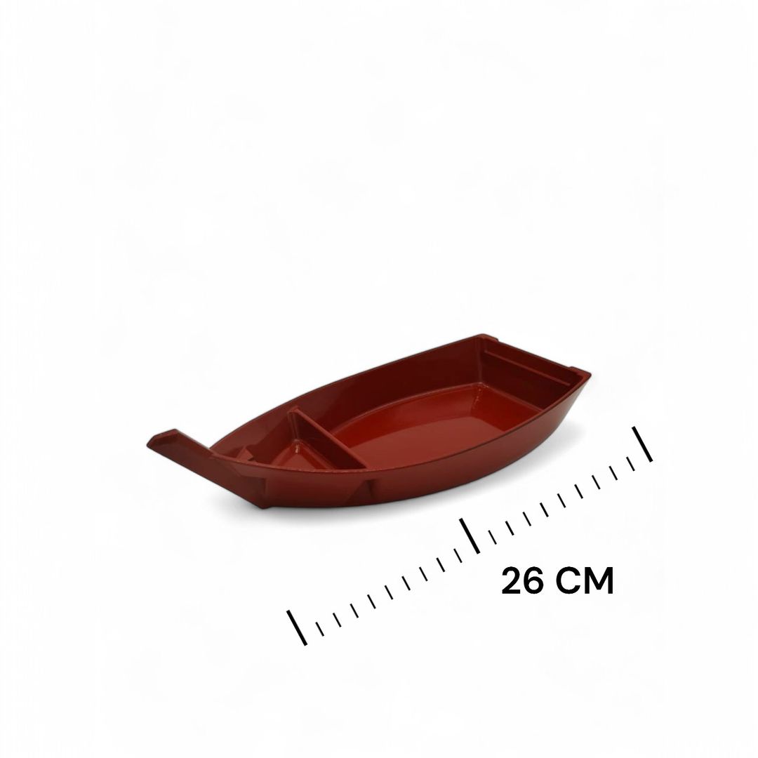 Plato barco rojo melamina pulida 26 cm