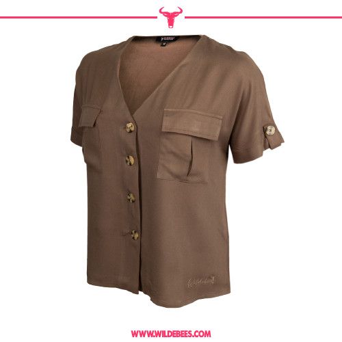 Wildebees Short Sleeve Safari Plain Pocket Forest Shirt | Ladies