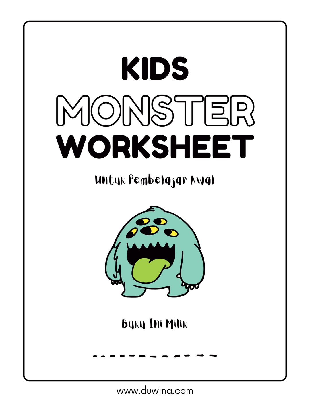 Kids Monster Worksheet 100 halaman