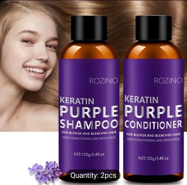 Purple Shampoo and conditioner Keratin set. 100g bottle 