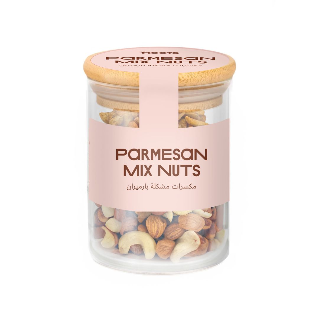 Roots Parmesan Mix Nuts Glass Jar 90g