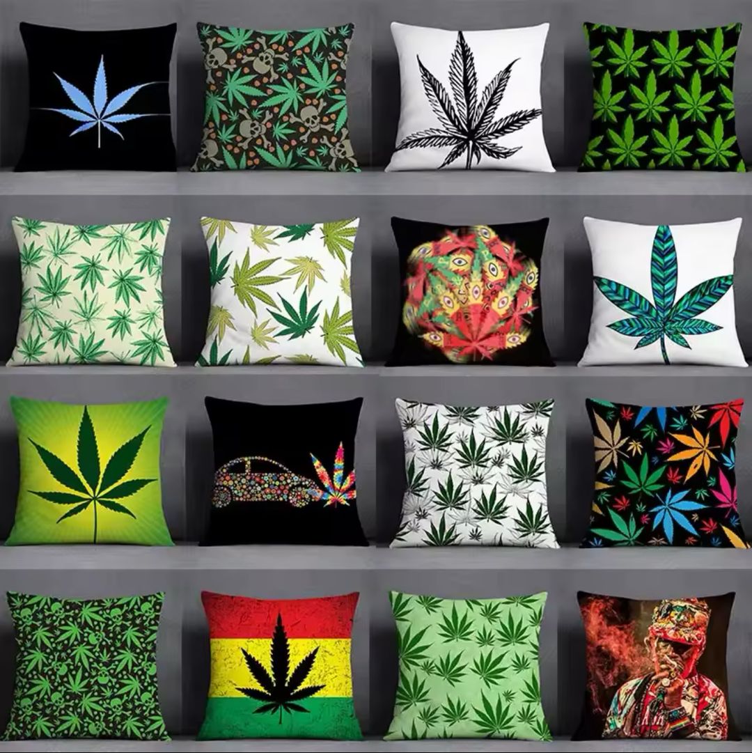 Coussin avec Housse à Motif Cannabis – Confort et Style Unique