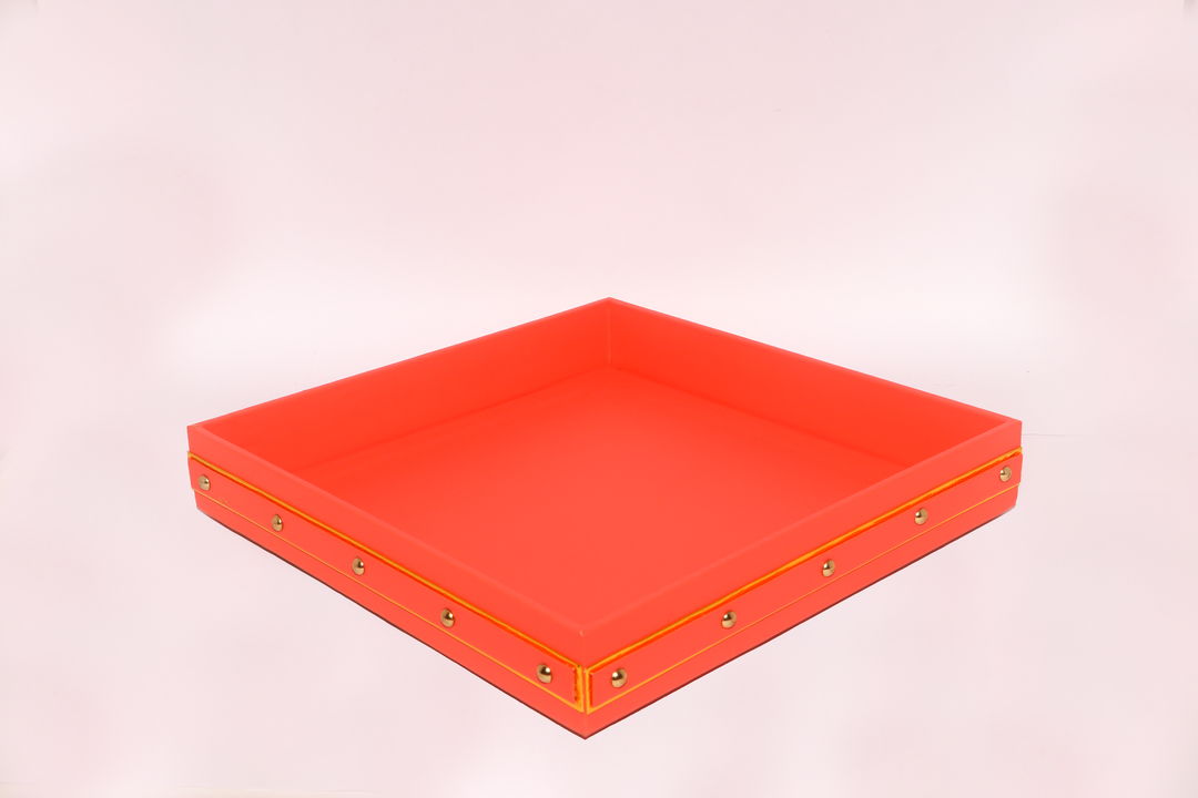 Tray Leatherite square Red