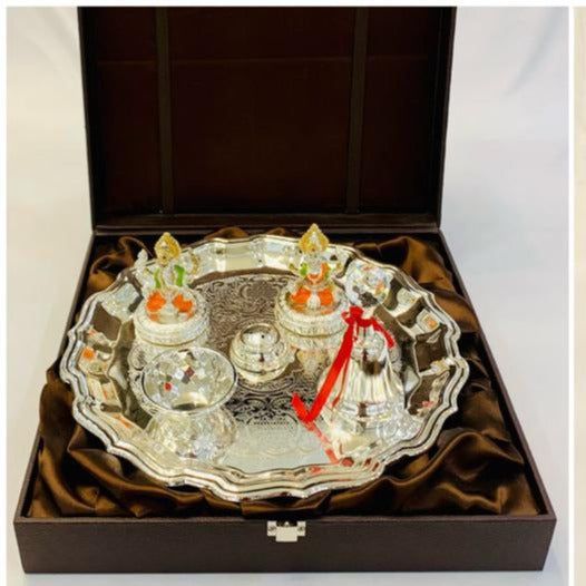 Square Box Puja Thali Set 13.5x13.5x3.5 in