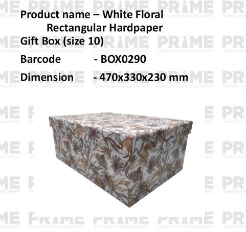 White Floral Rectangular Hardpaper Gift Box (size 10)