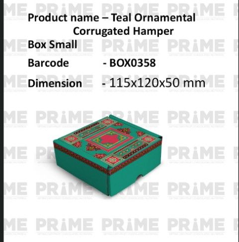 Teal Ornamental Corrugated Hamper Box Small