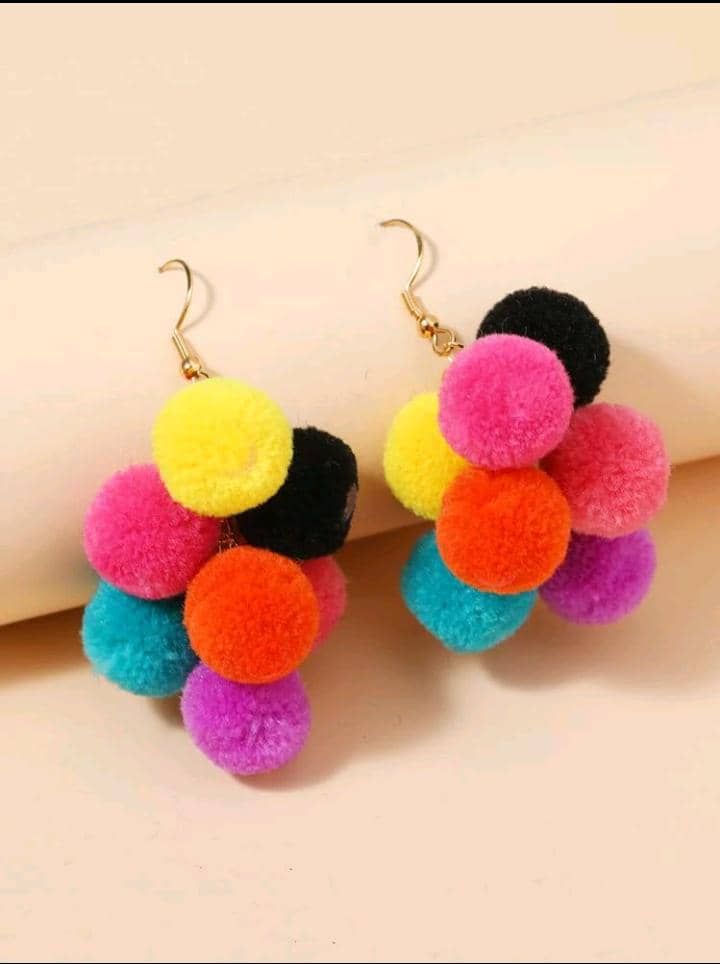 Pom Pom Drop Earrings