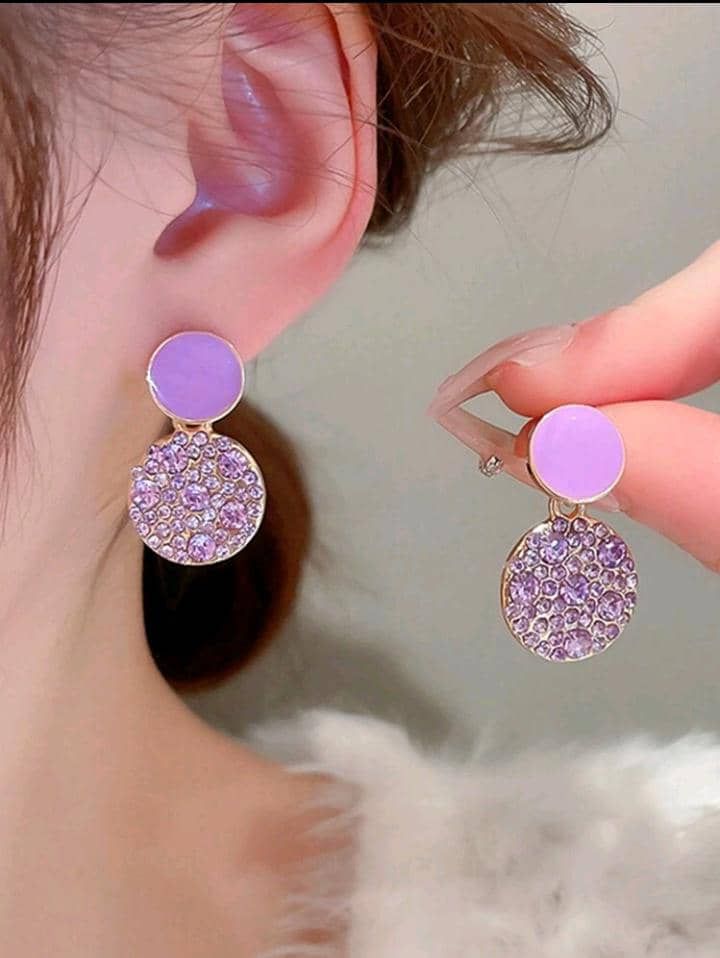 Purple Round Hoop Earrings