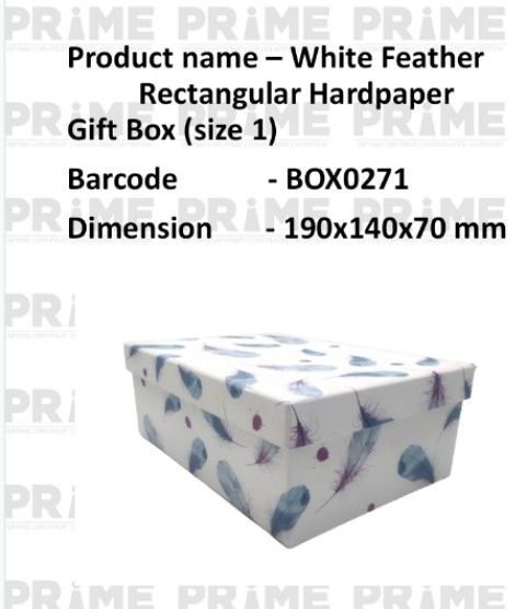 White Feather Rectangular Hardpaper Gift Box (size 1)