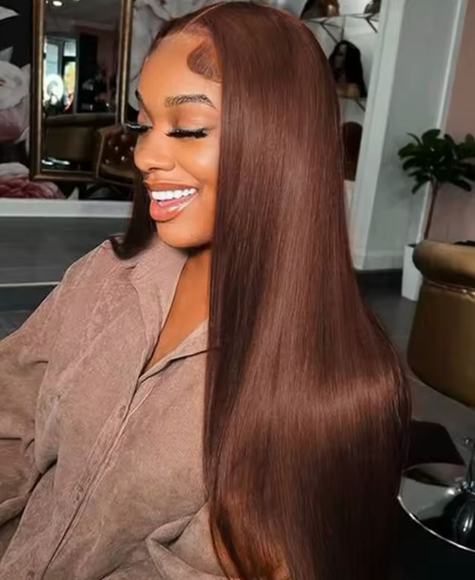 Wig brown straight 30"+ carte cadeau 60$