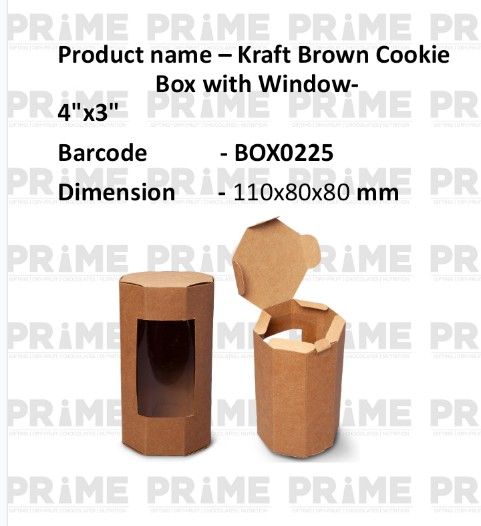 Kraft Brown Cookie Box with Window-4"x3"