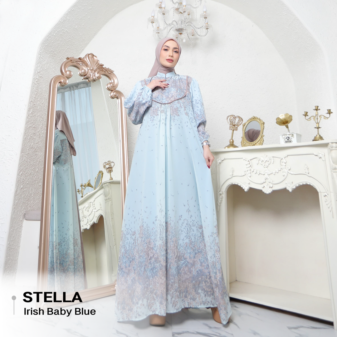 Stella Dress Bahan Ceruty Premium Set Hijab