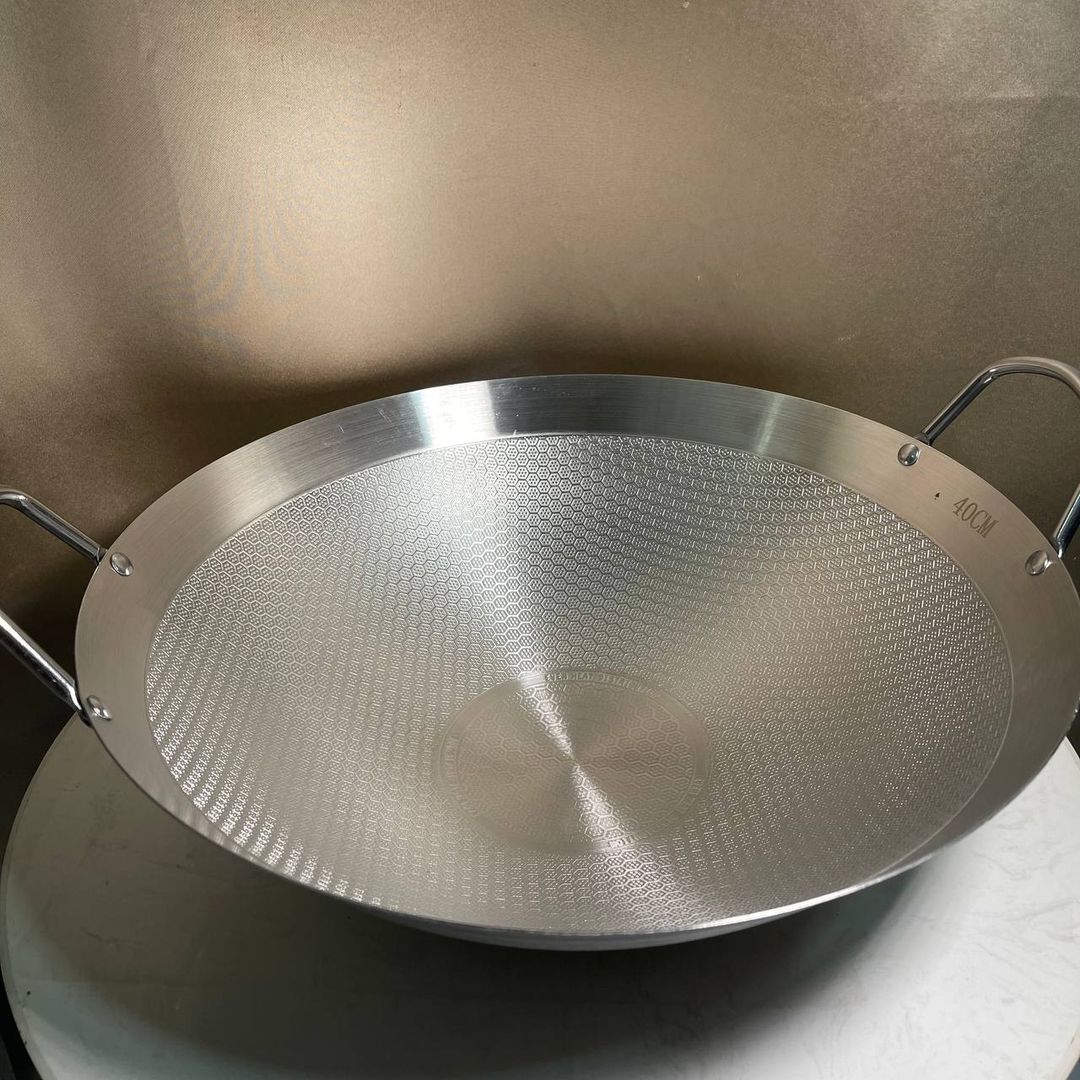 Silver Honeycomb Full Stainless-Steel Wok 40cm Large CODE: K18