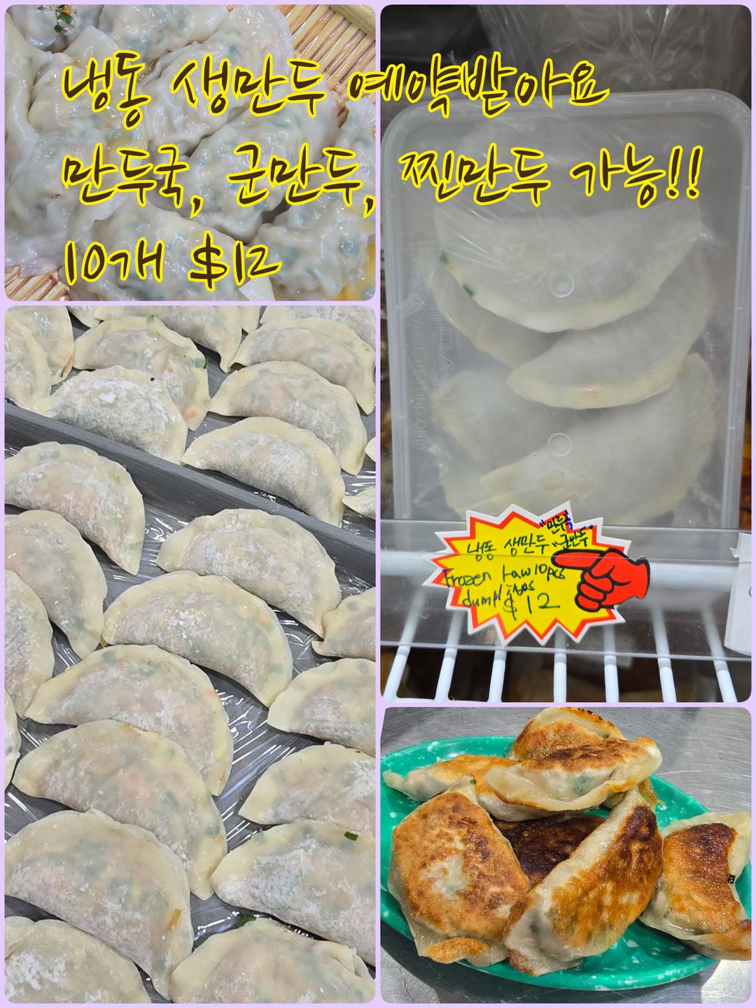 냉동 생만두 Frozen raw dumplings