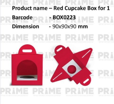 Red Cupcake Box for 1