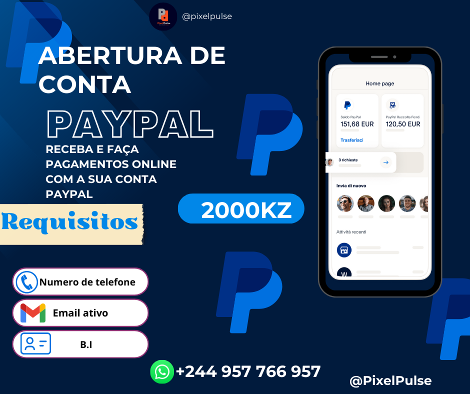 Criação de conta PayPal 