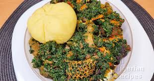 mixed spinach sauce(eforiro) and swallow