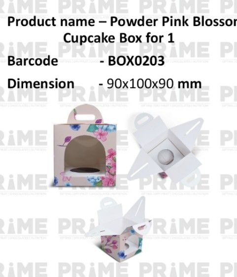 Powder Pink Blossom Cupcake Box for 1