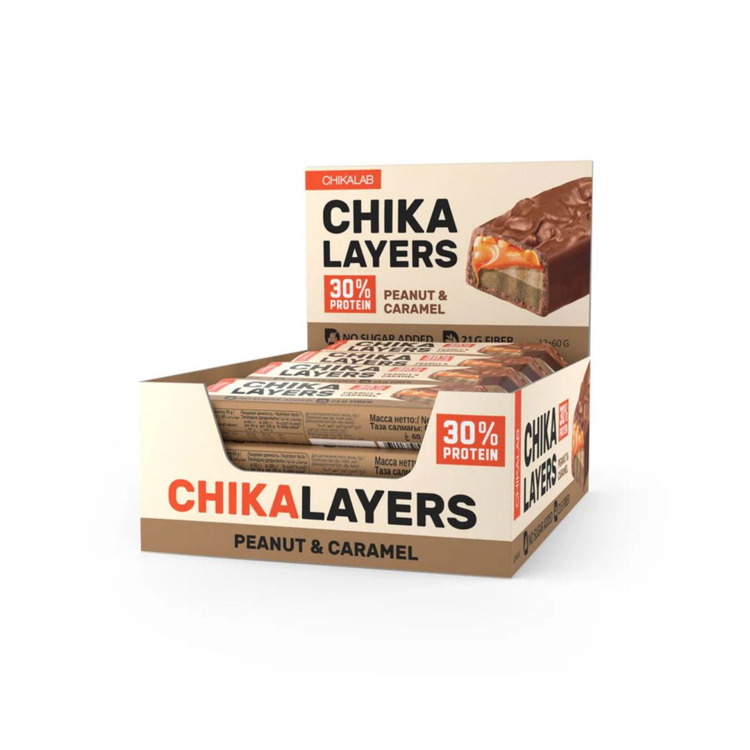 CHIKALAB Chocolate covered protein bar with filling Salted Caramel with peanuts, 60 g