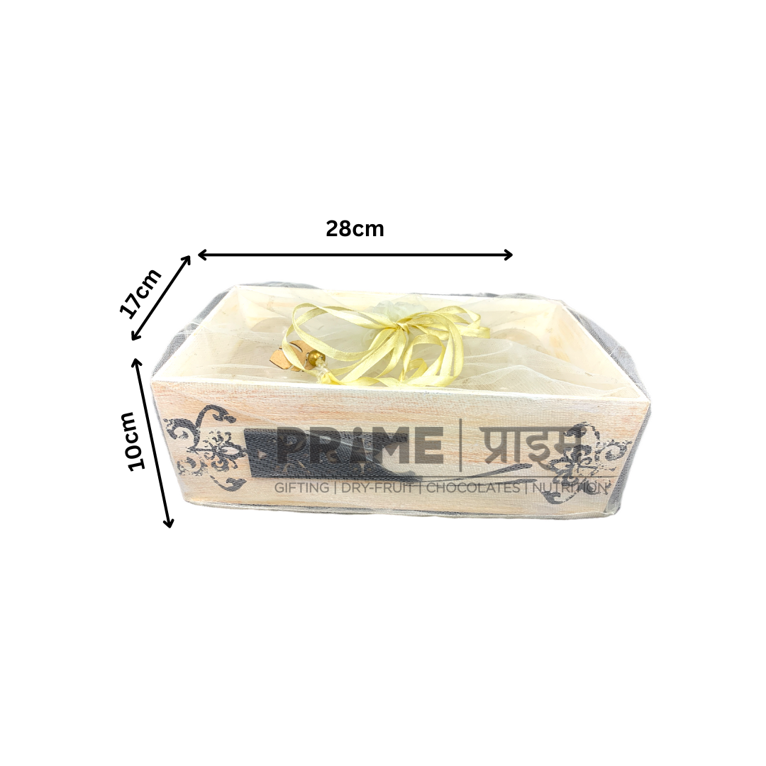 Cream Rectangular Four Container Wooden Gift Box