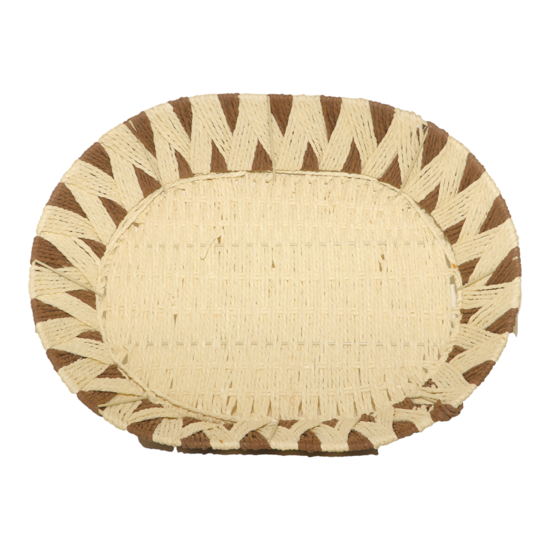 White Brown Oval Jute Basket 44x34x10