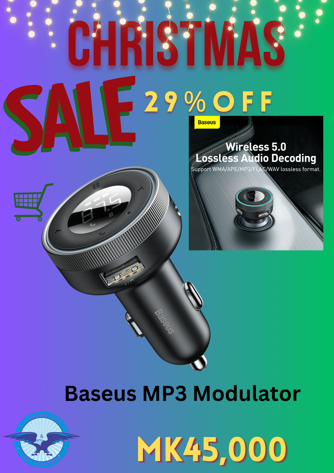 Baseus Car Bluetooth MP3 Player Charger with Digital Display