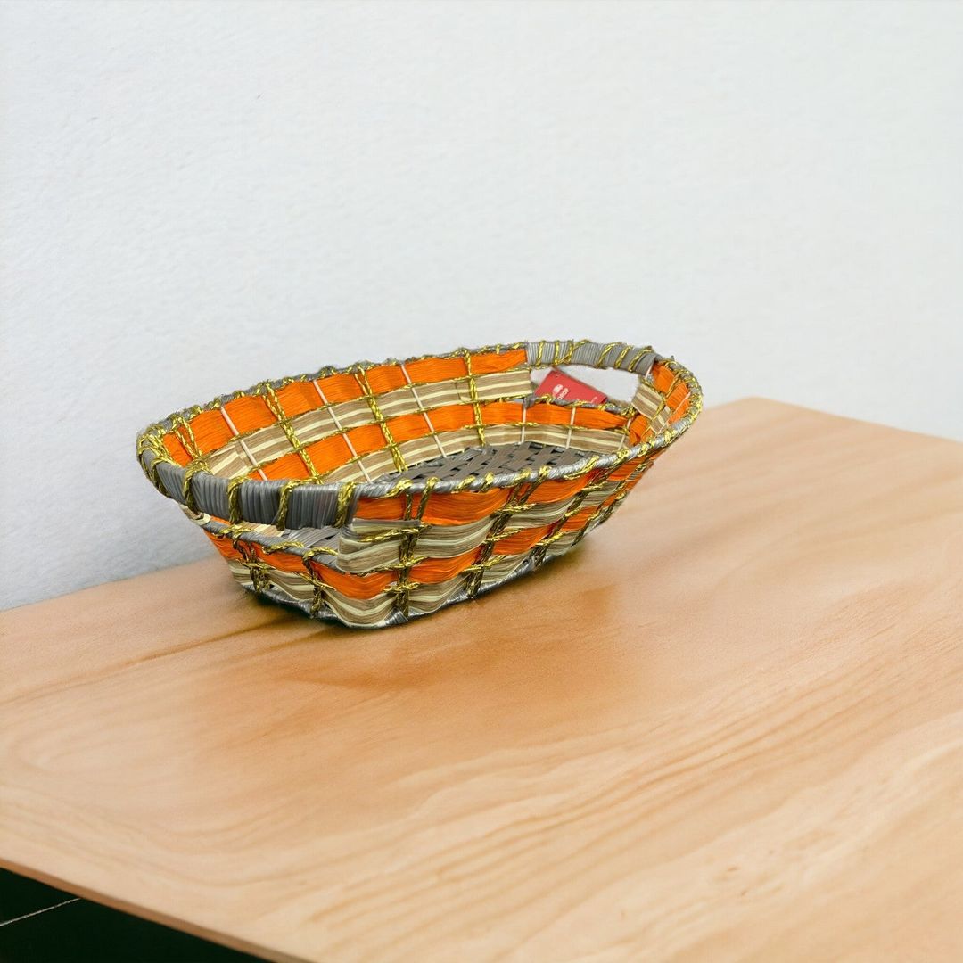 Oval Rattan Orange Basket 33x18x10