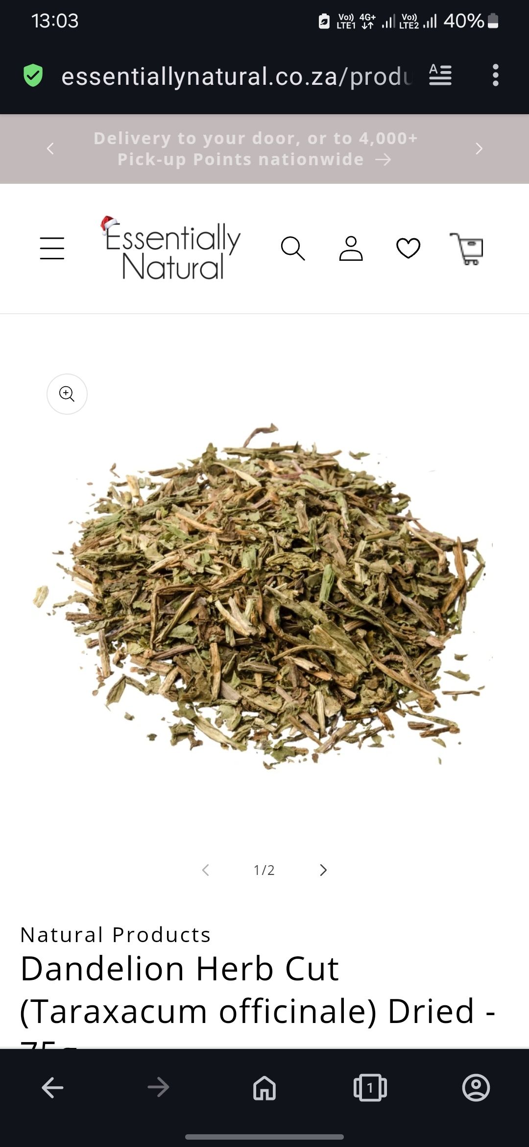 Dandelion Herb Cut (Taraxacum officinale) Dried